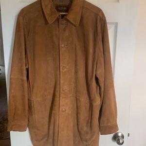 Tasso Elba men’s brown leather jacket large